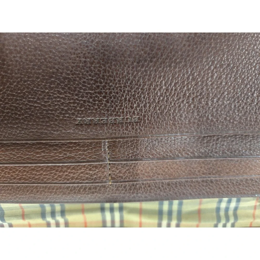 Burberry Bi Fold Wallet Men Brown Authentic Leather Luxe Nova Check